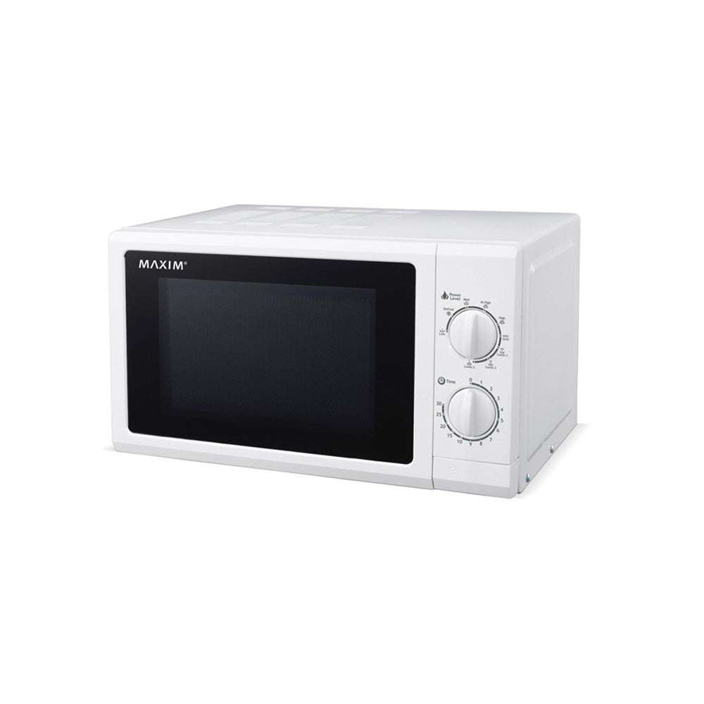 Maxim Microwave Oven 20L 700W Manual Countertop 6 Levels 30-Min Timer White