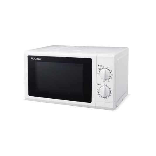 Maxim Microwave Oven 20L 700W Manual Countertop 6 Levels 30-Min Timer White