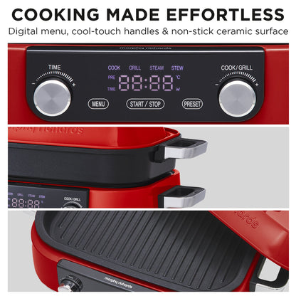 Morphy Richards 3L Non-Stick Multifunction Electric Cooker Pan (Red)