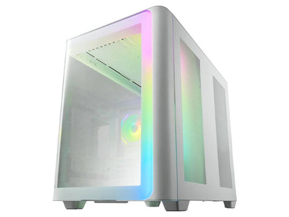FSP M580 Curved Tempered Glass ATX Mid-Tower Case - White