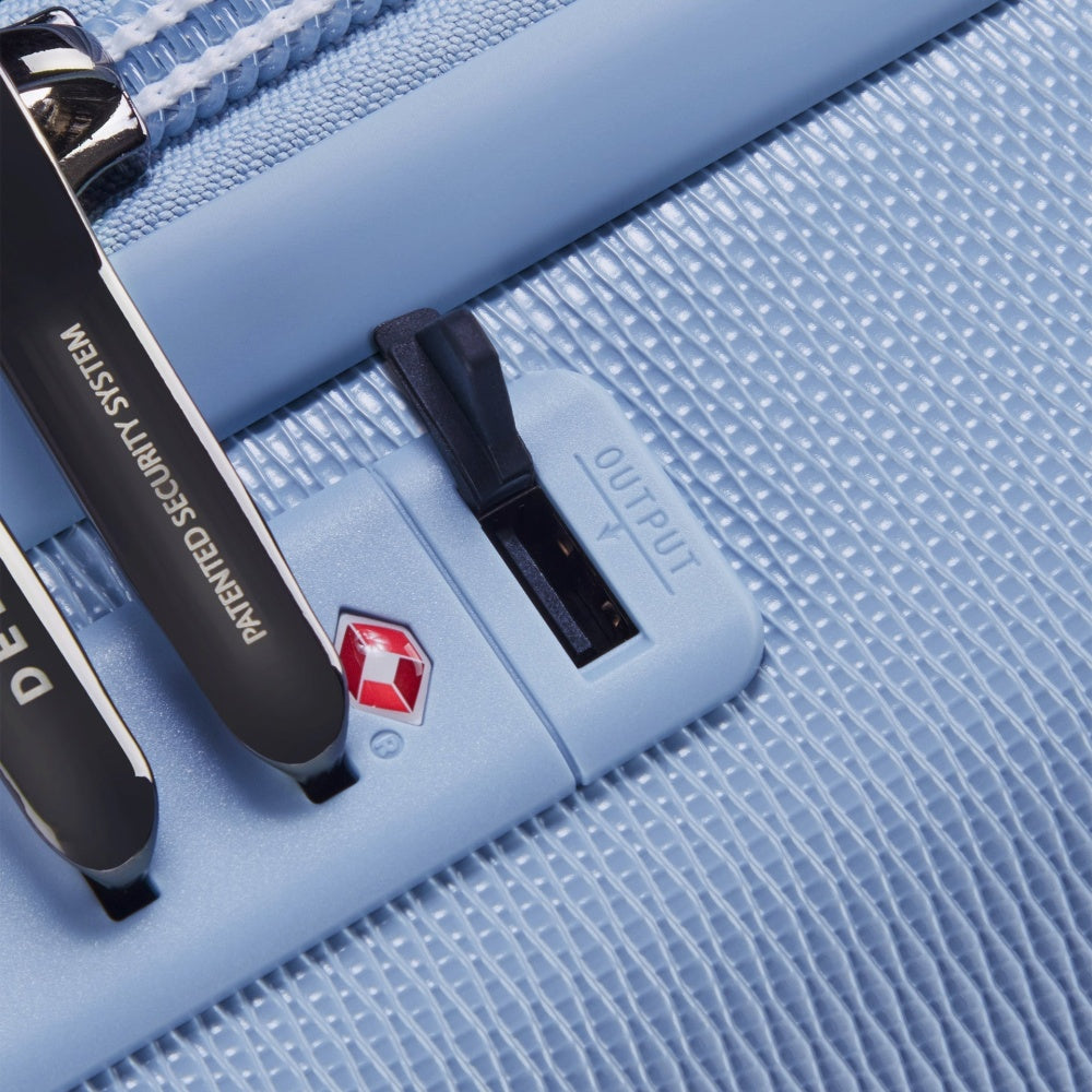 Delsey Chatelet Air 2.0 Carry On 4 Wheel Suitcase with TSA Lock Light Blue 55 cm