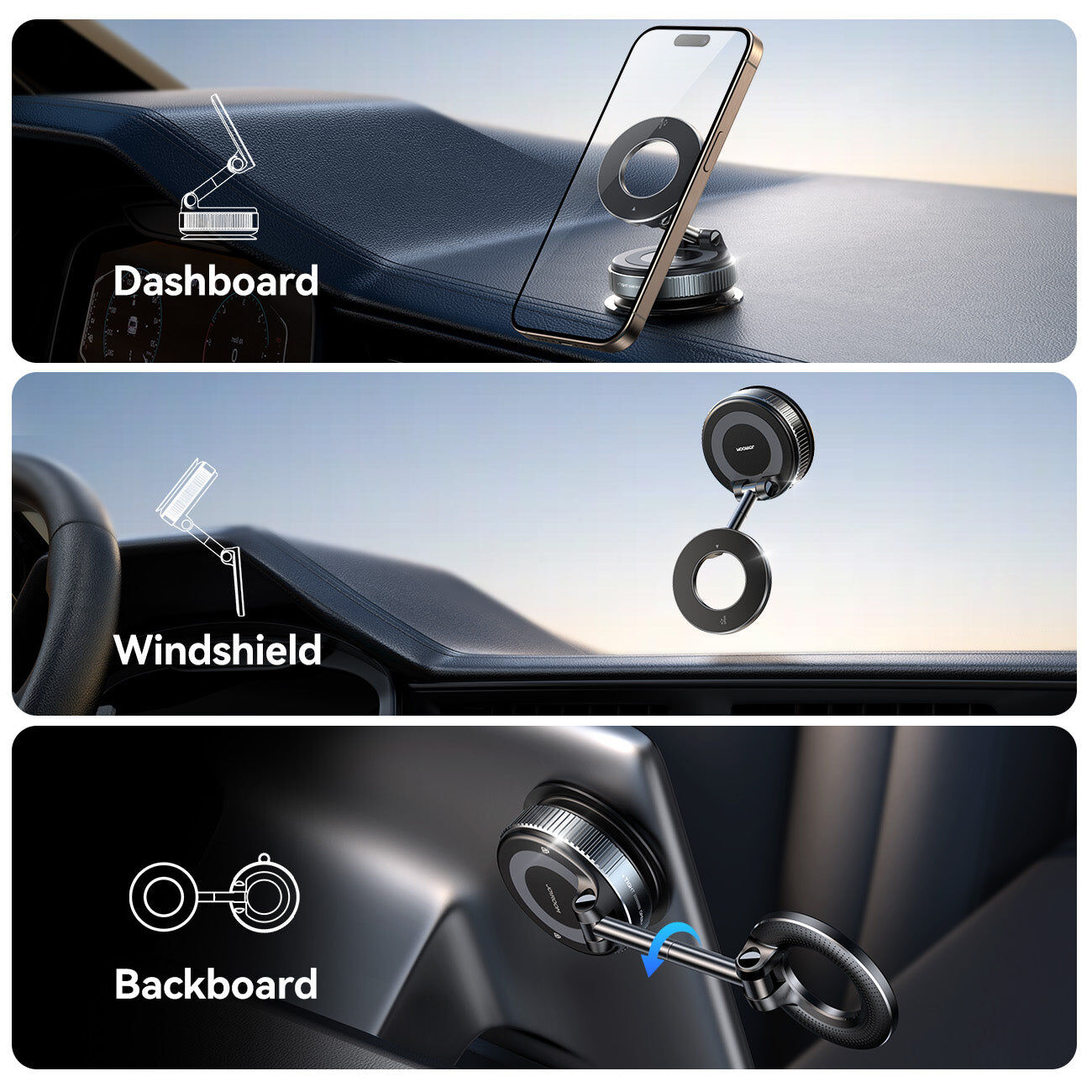 JoyRoom JR-ZS501 Mgsafe Suction Cup Phone Car Mount - Black | JoyRoom JR-ZS501 MagSafe Suction Cup Phone Car Mount | JR-ZS501