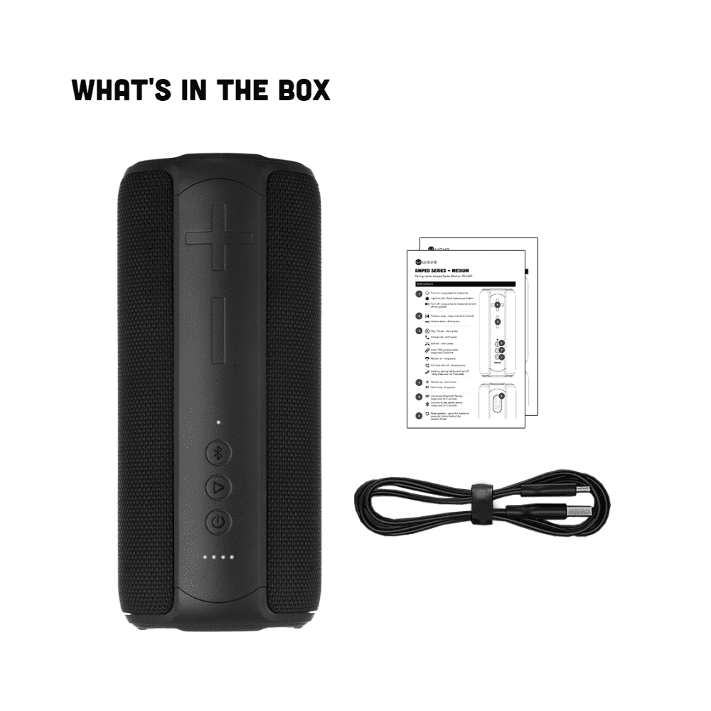 Wave 12W Portable Speaker Amped Series IPX7 LED Medium (Black)