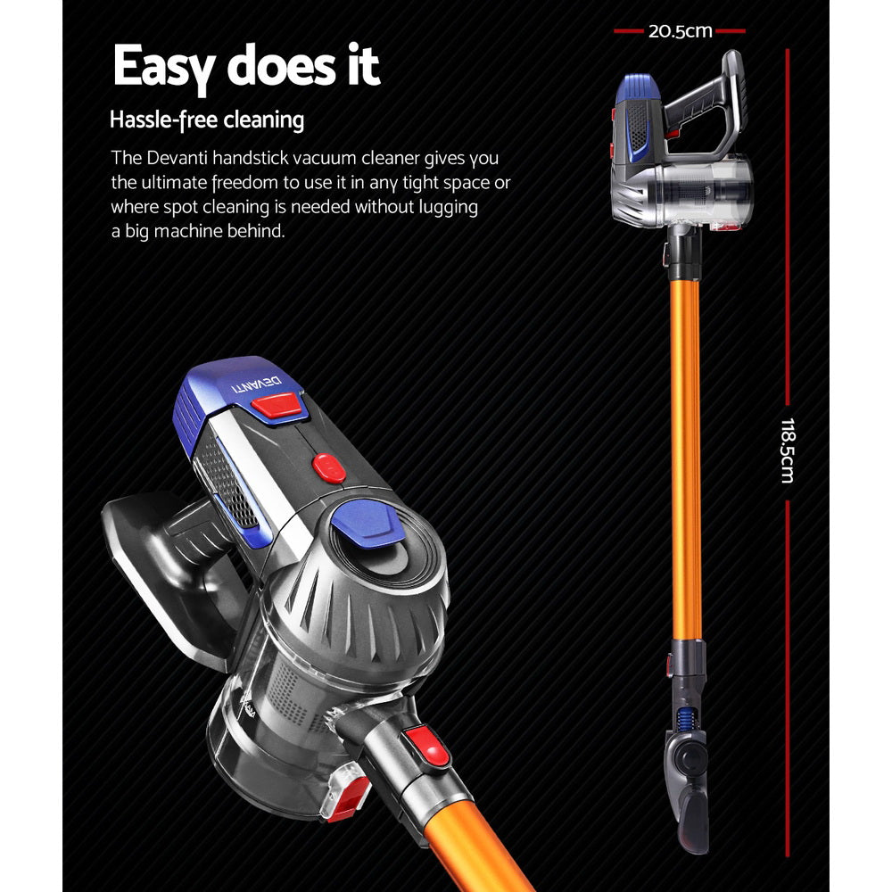 Devanti Stick Vacuum Cleaner Bagless Cordless 150W (Gold)