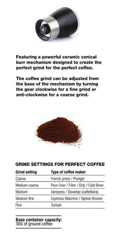 Coffee Culture Adjustable Portable Hand Burr Manual Coffee Grinder/Mill