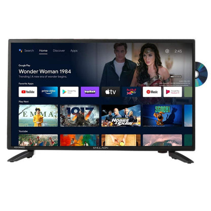 ENGLAON 27'' Full HD Android 11 Smart 12V TV with DVD Combo & Bluetooth & Chromecast
