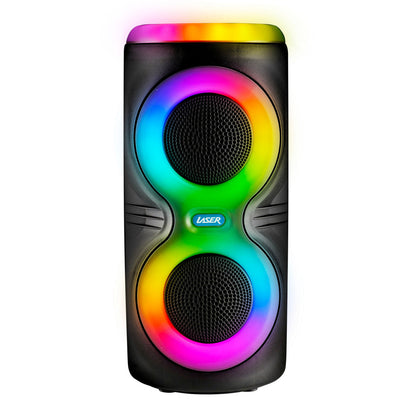 Laser Bluetooth Party Speaker with RGB Lights and Wireless Mic (Black)