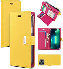 Goospery Rich Diary for iPhone XS Max - Yellow / Hot Pink