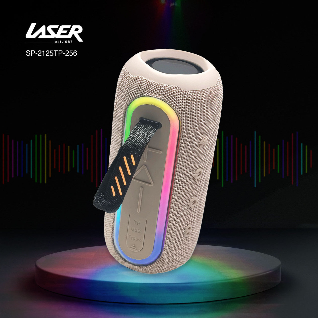 Laser Portable Fabric Speaker Pro – RGB Lights (Pink)