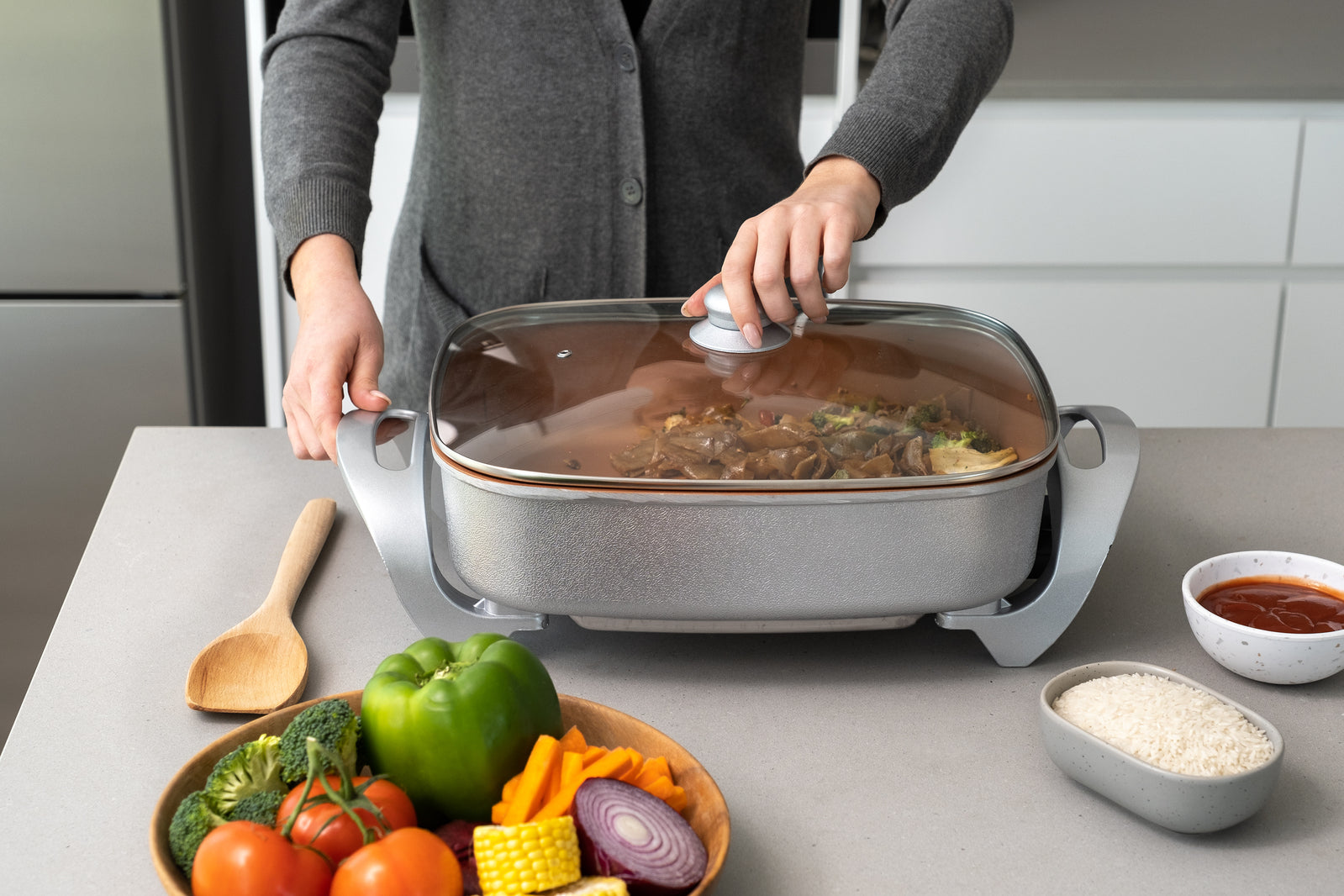 Healthy Choice 7.9L Electric Non-Stick Copper Fry Pan