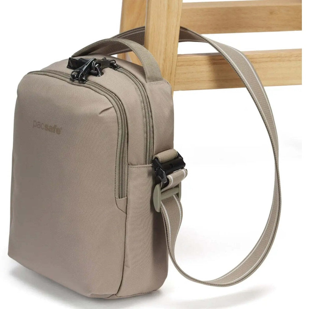 Pacsafe V Tour Anti-Theft RFID Blocking Tablet Fit Crossbody Bag Beige