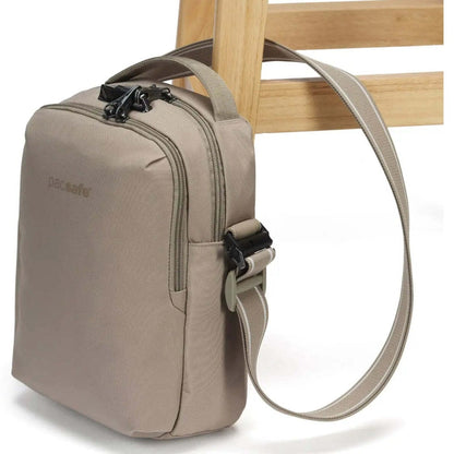 Pacsafe V Tour Anti-Theft RFID Blocking Tablet Fit Crossbody Bag Beige