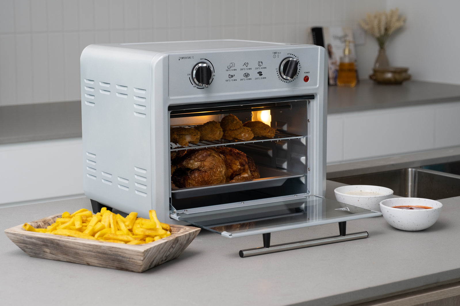 Healthy Choice 23L Air Fryer Oven with 3 Cooking Accessories (Silver)