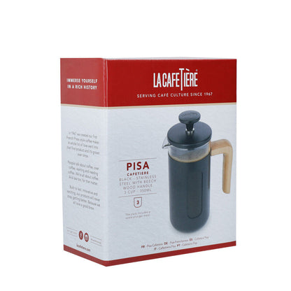 La Cafetiere Pisa 3-Cup 350ml Stainless Steel/Glass French Press (Black)