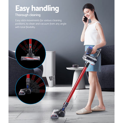 Devanti Stick Vacuum Cleaner Bagless Cordless 150W (Red)