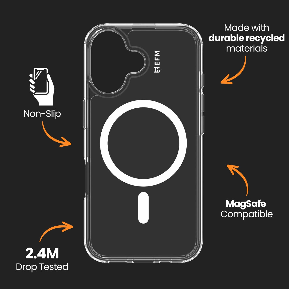 EFM 2-in-1 Case and Screen Protection Bundle - iPhone 16 Plus (Clear)