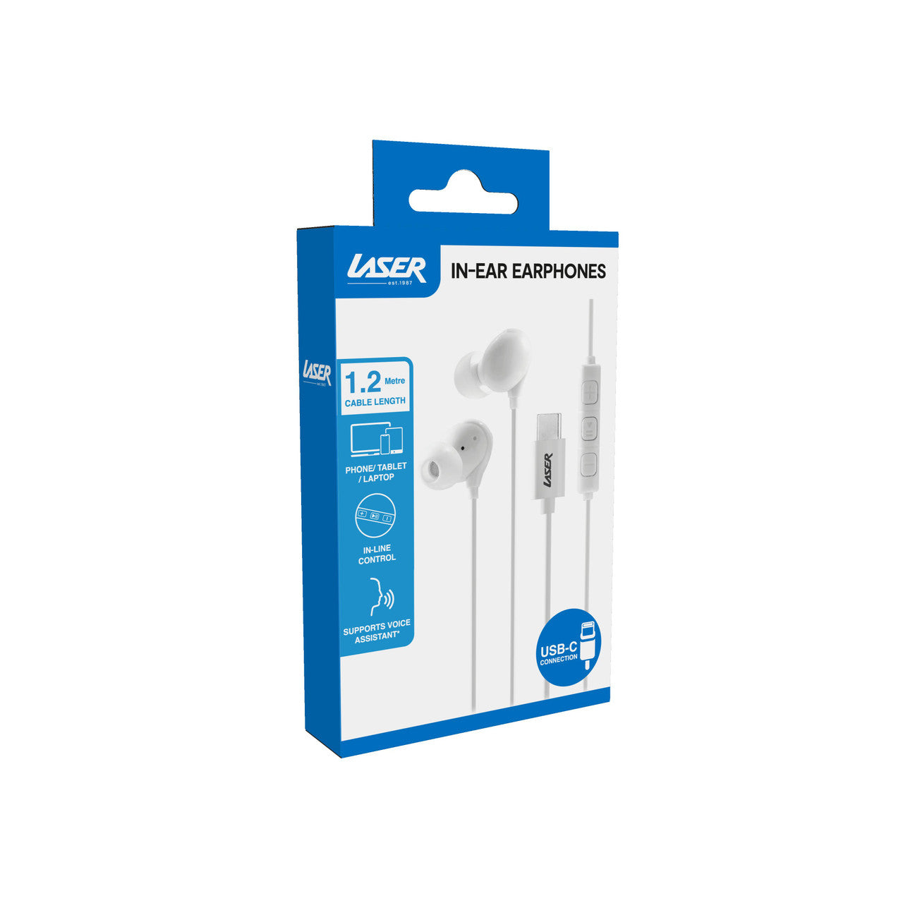 Laser Wired In-Ear Earphones with In-Line Controls (White)