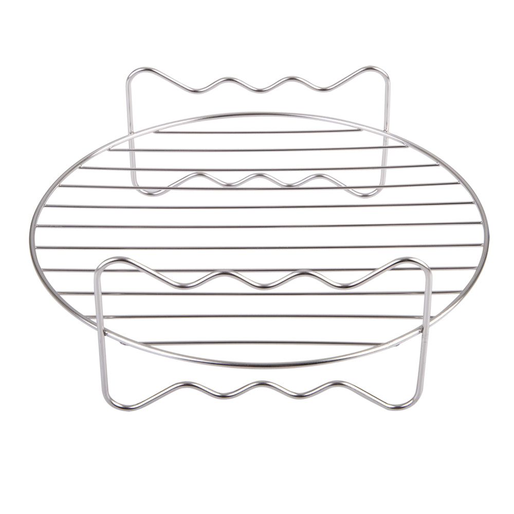 Appetito Stainless Steel Round Dual Level Cooking Air Fryer Rack 22cm (Silver)