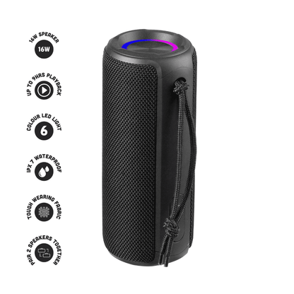 Wave 12W Portable Speaker Amped Series IPX7 LED Medium (Black)