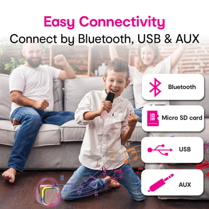 Laser Bluetooth Karaoke Speaker (Pink)