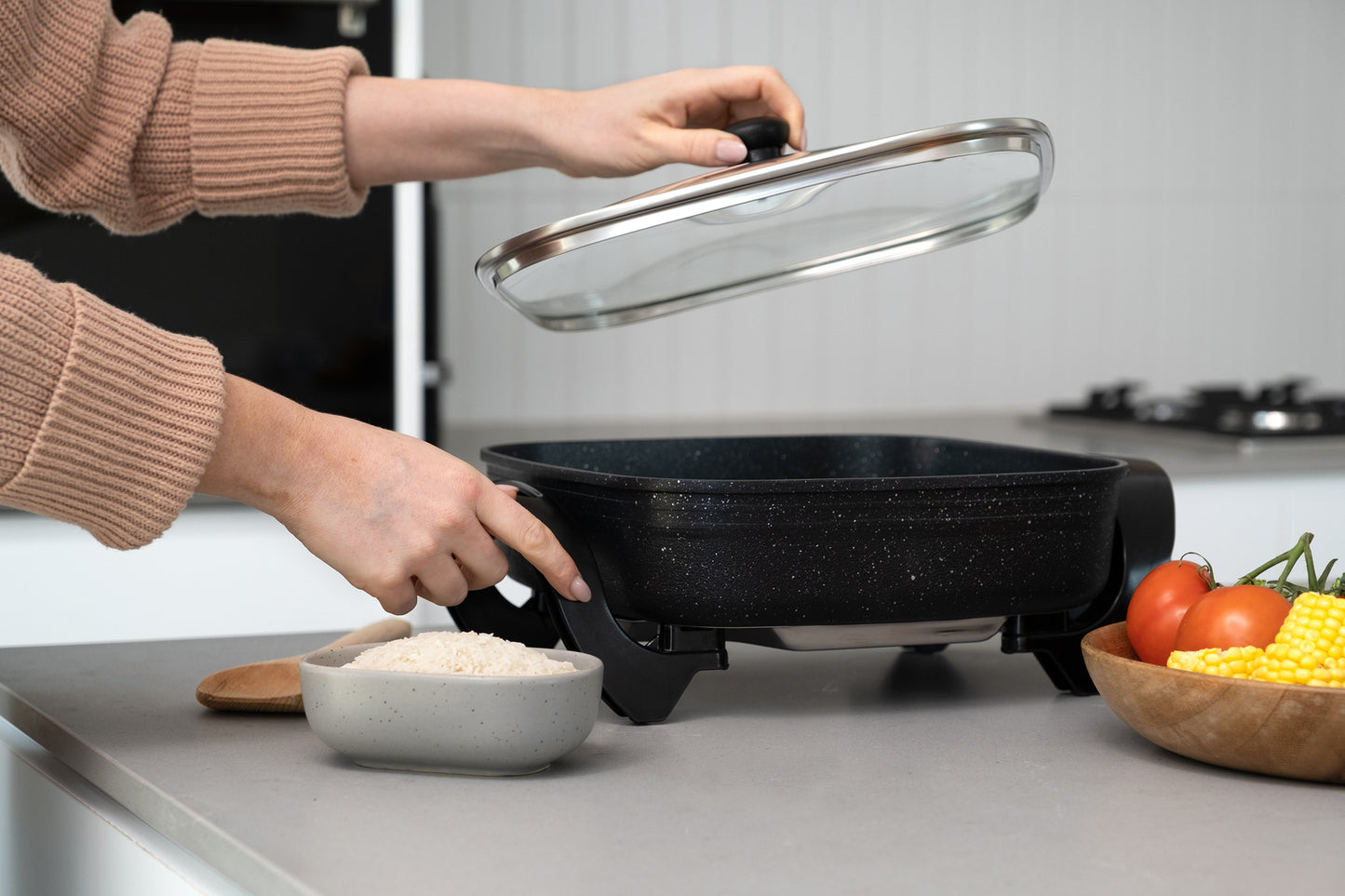 Healthy Choice 7.2L Capacity Non-Stick Stone Electric Fry Pan