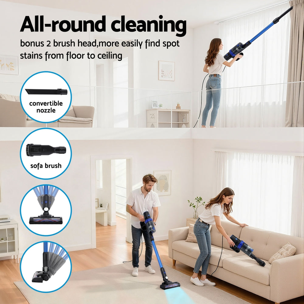 Devanti Stick Vacuum Cleaner Brushless Cordless 350W (Blue)
