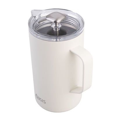 Oasis Stainless Steel Double Wall Insulated Coffee Press - 8 Cup - 1 Litre - Alabaster