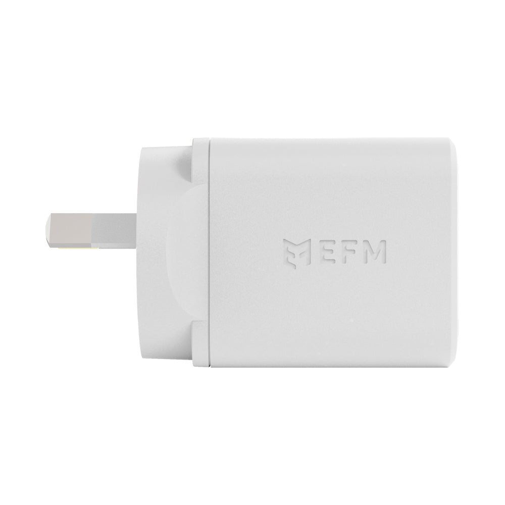 EFM ECO 40W Dual Port Wall Charger with GaN, Power Delivery and PPS (White)