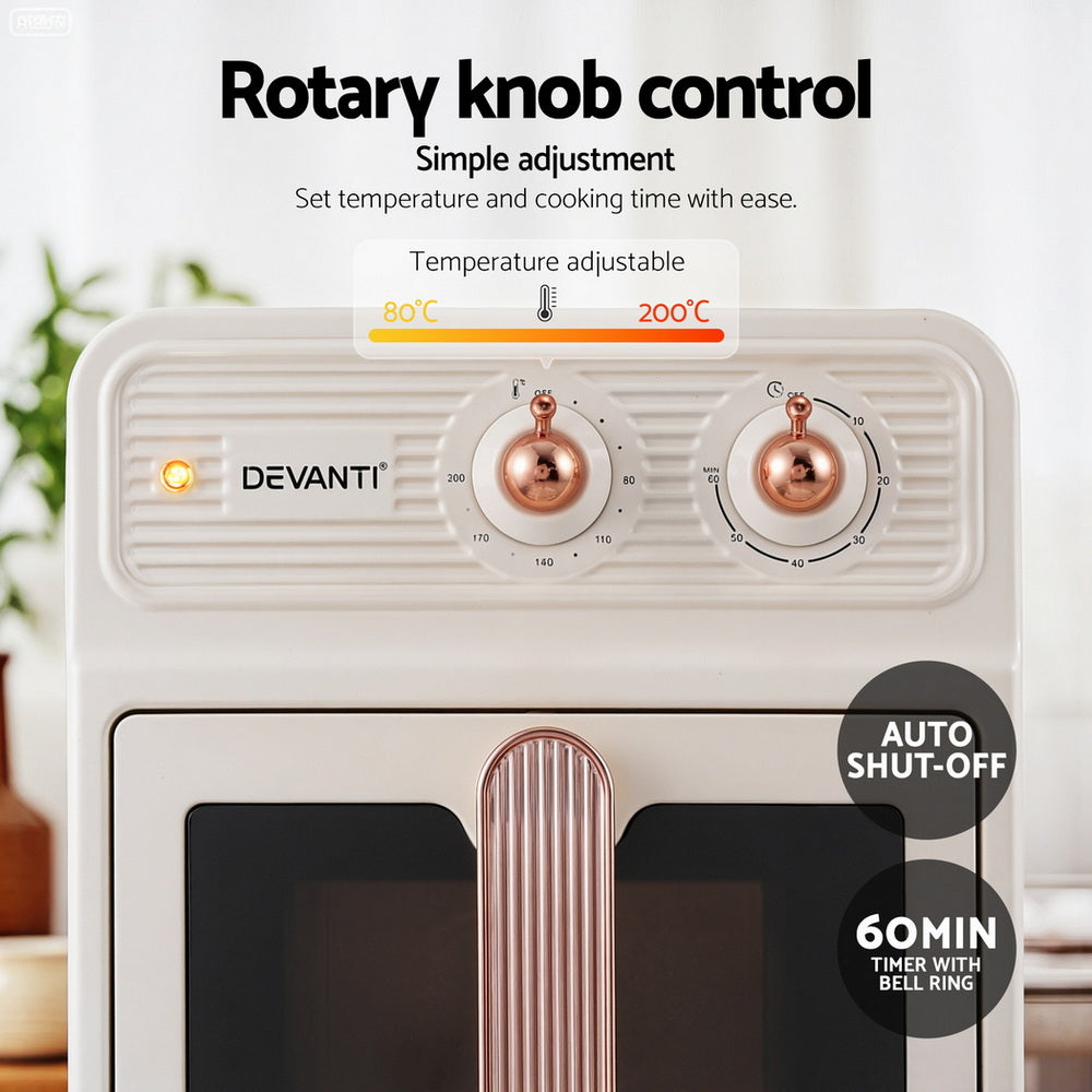 Devanti 6L Air Fryer Knob Control 1700W (Cream)