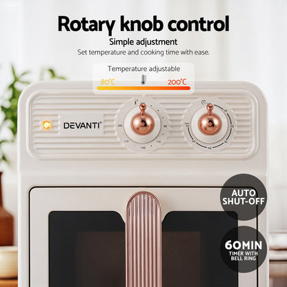 Devanti 6L Air Fryer Knob Control 1700W (Cream)