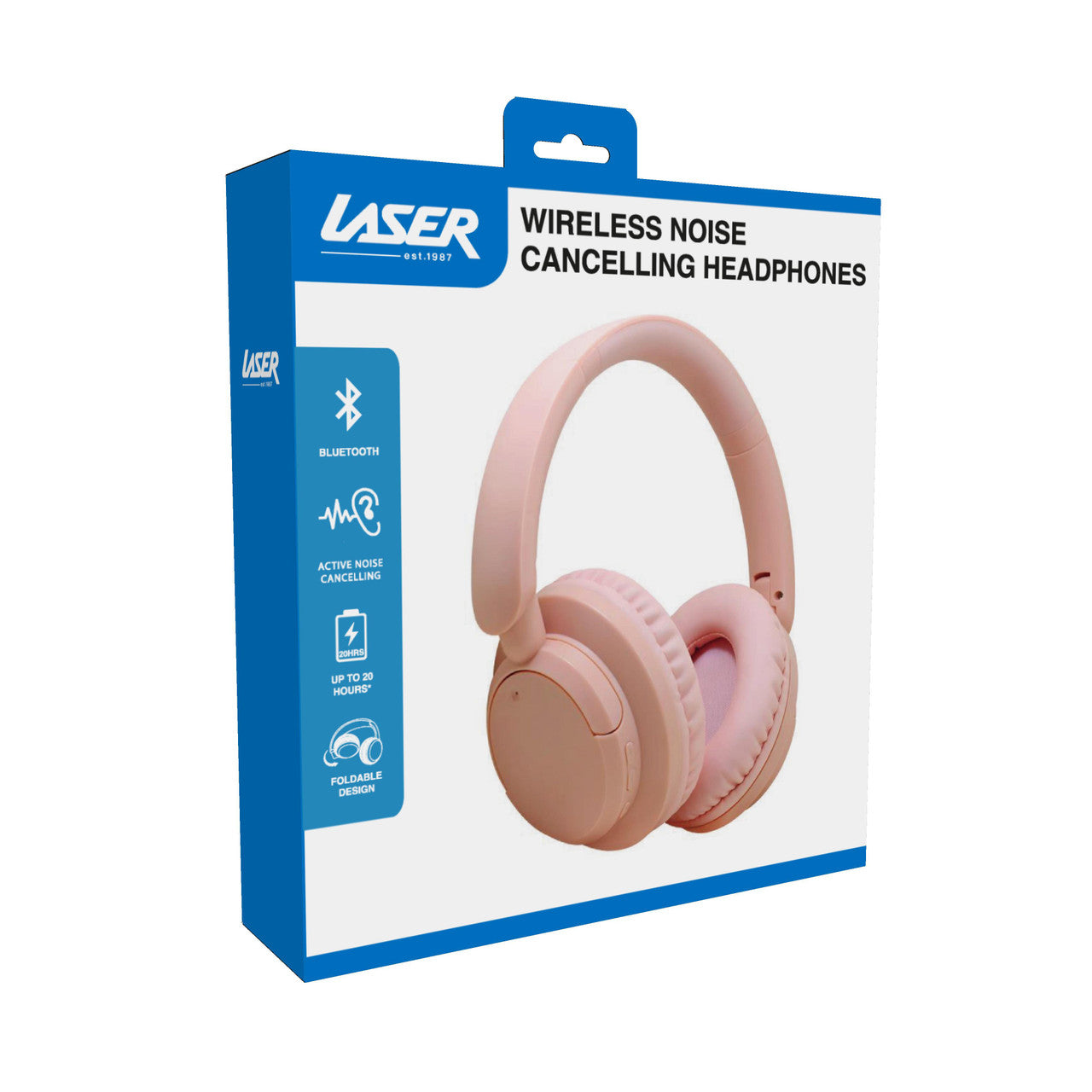 Laser Active Noise Cancelling Bluetooth Headphones (Pink)