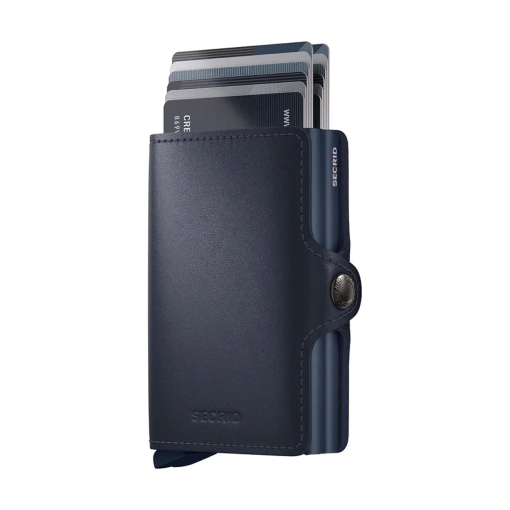 Secrid Twinwallet Compact RFID Mens Travel Leather Wallet Navy