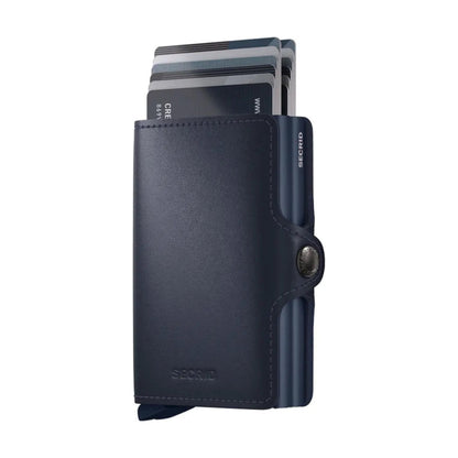 Secrid Twinwallet Compact RFID Mens Travel Leather Wallet Navy