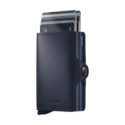 Secrid Twinwallet Compact RFID Mens Travel Leather Wallet Navy