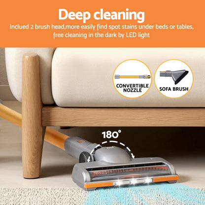 Devanti 300W Stick Vacuum Cleaner Cordless Self-Standing (Golden)