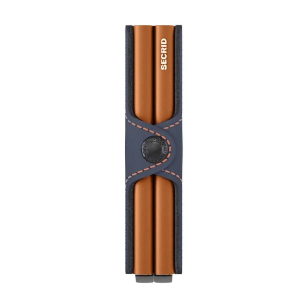 Secrid Twinwallet Compact RFID Matte Leather Wallet Night Blue/Orange