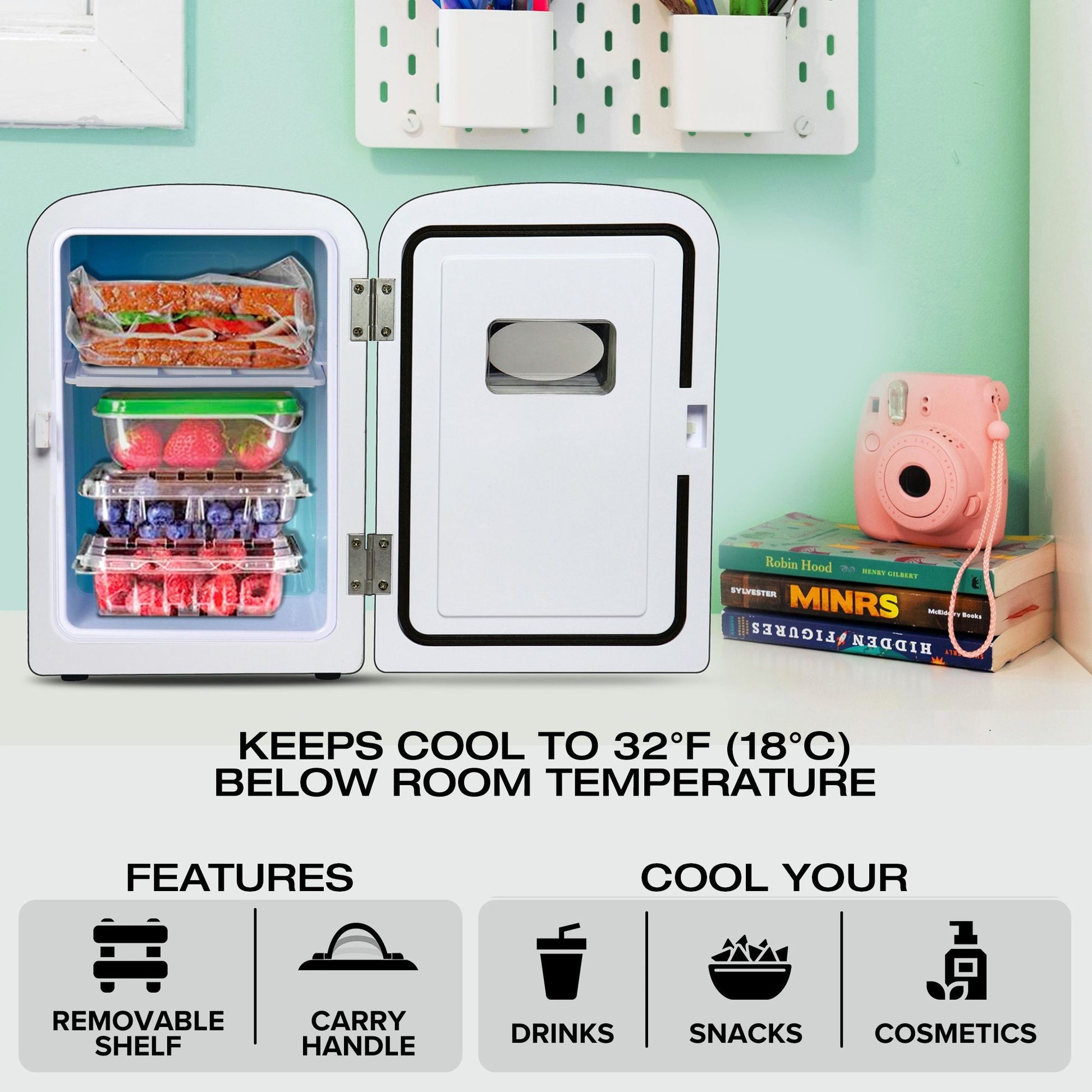 Koolatron Retro Mini Fridge 4L Black