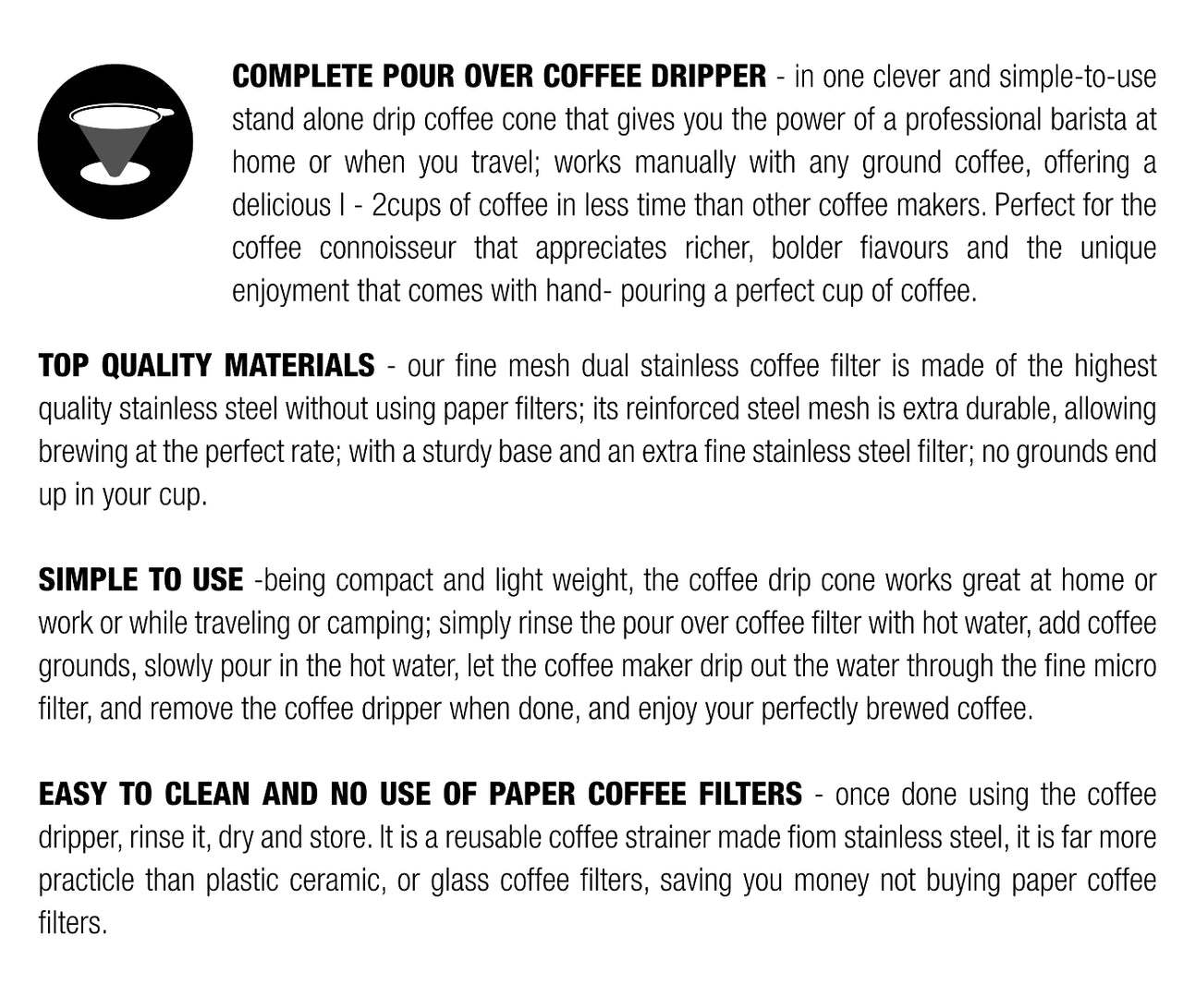 Coffee Culture Stainless Steel Micro Mesh Pour Over Coffee Filter Cone (Silver)