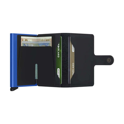 Secrid Miniwallet Compact RFID Aluminium Leather Card Wallet Black/Blue