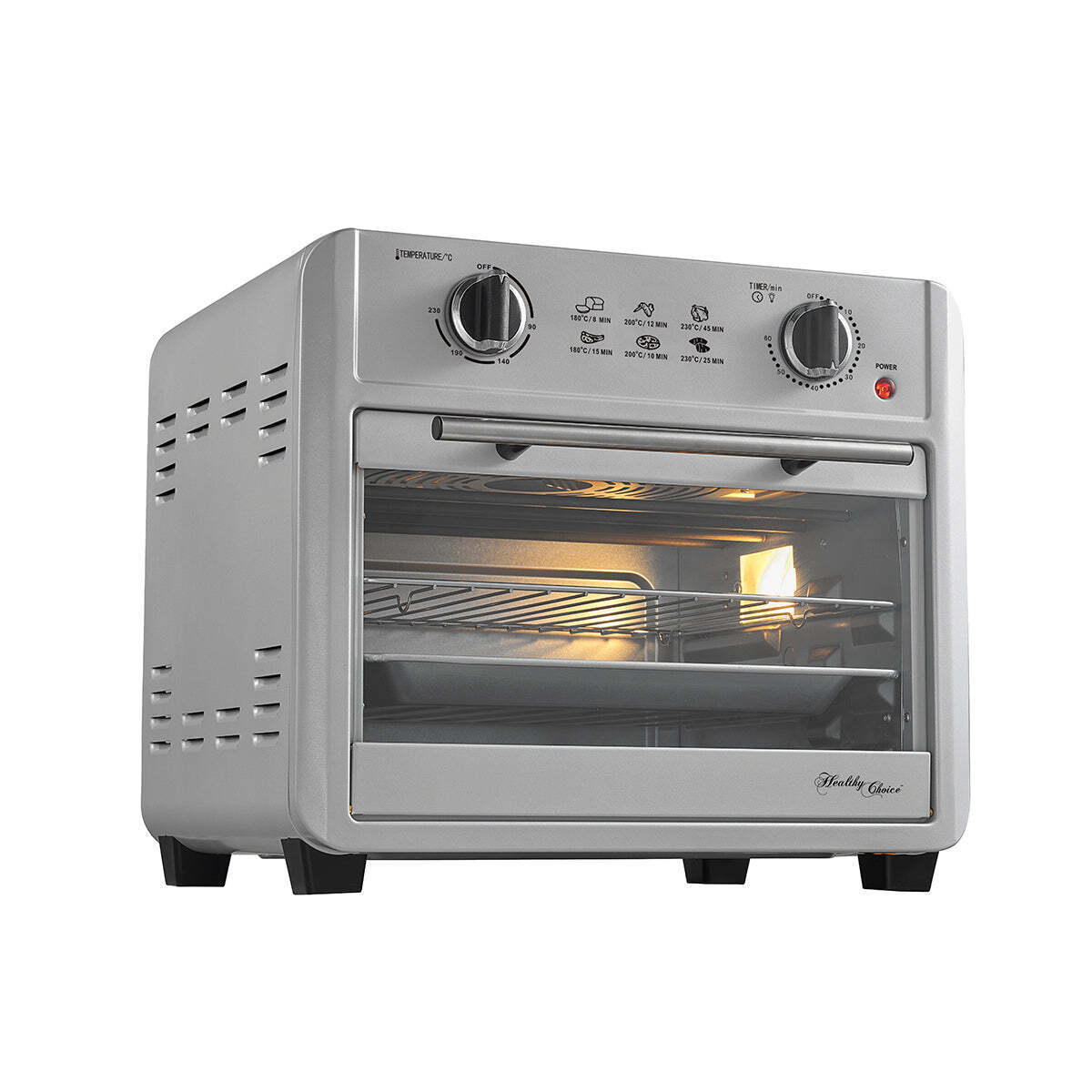 Healthy Choice 23L Air Fryer Oven with 3 Cooking Accessories (Silver)