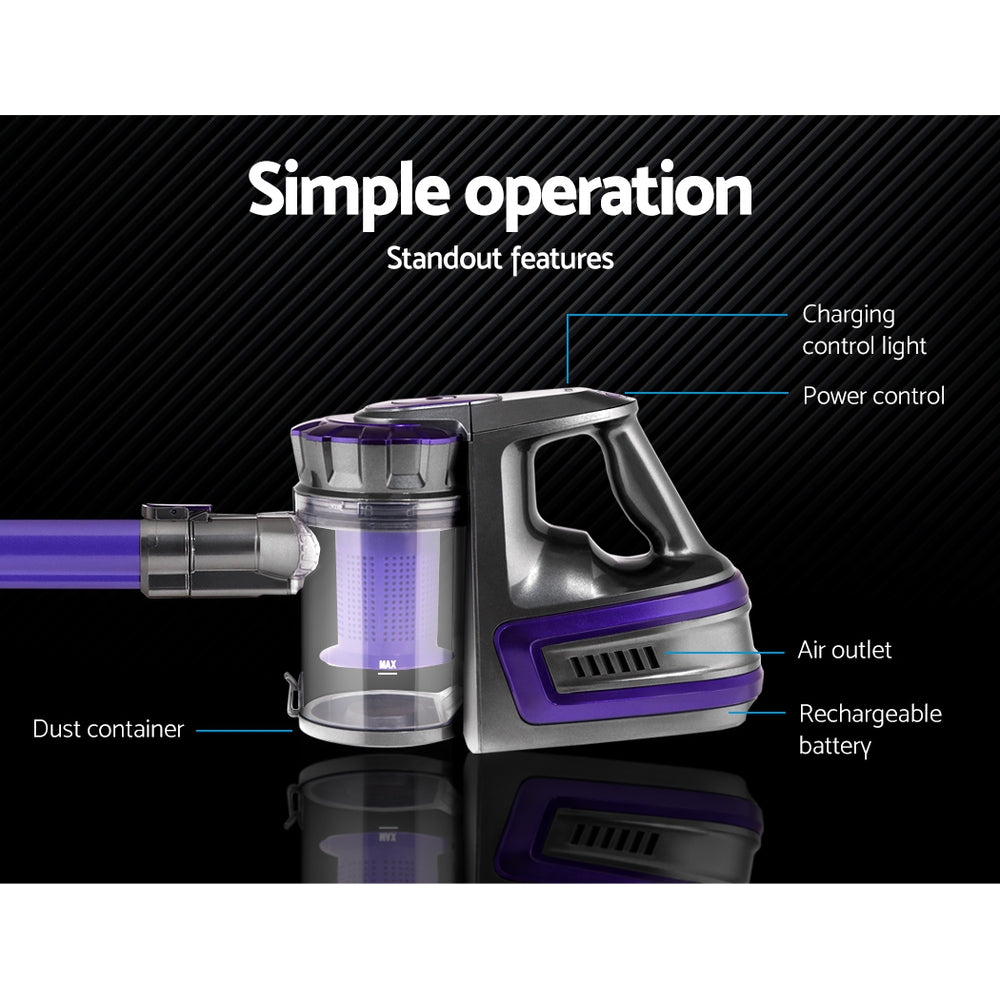 Devanti Stick Vacuum Cleaner Bagless Cordless 150W (Purple)