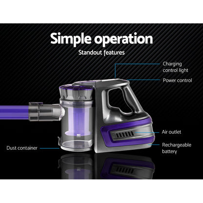 Devanti Stick Vacuum Cleaner Bagless Cordless 150W (Purple)