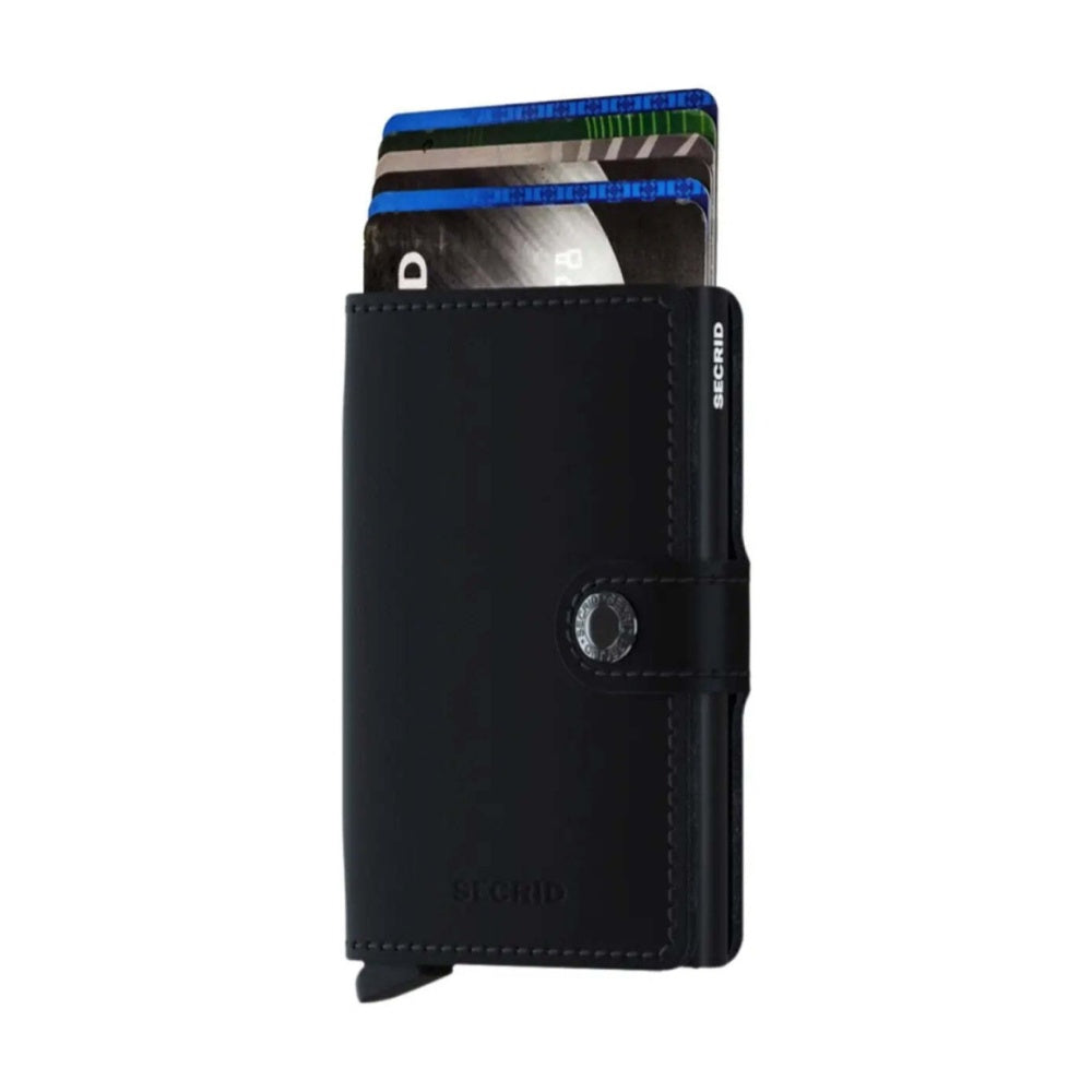 Secrid Miniwallet Compact RFID Aluminium Leather Card Wallet Black