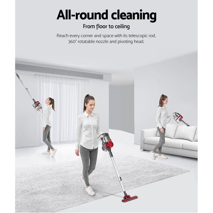 Devanti Stick Vacuum Cleaner Handheld Corded 450W (Red)