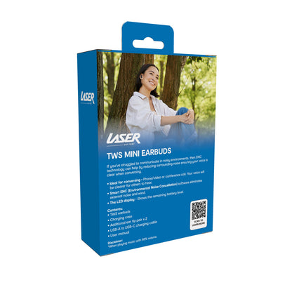Laser TWS Mini Earbuds with ENC and LED Display (Black)