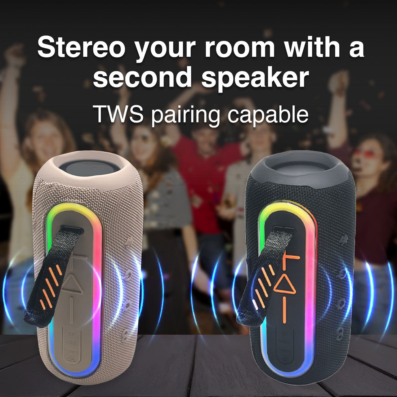 Laser Portable Fabric Speaker Pro – RGB Lights (Pink)
