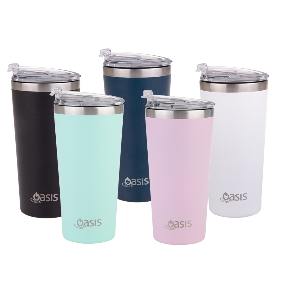 Oasis Stainless Steel Double Wall Travel Mug 480Ml - Carnation