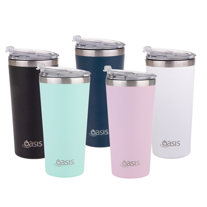 Oasis Stainless Steel Double Wall Travel Mug 480Ml - Carnation