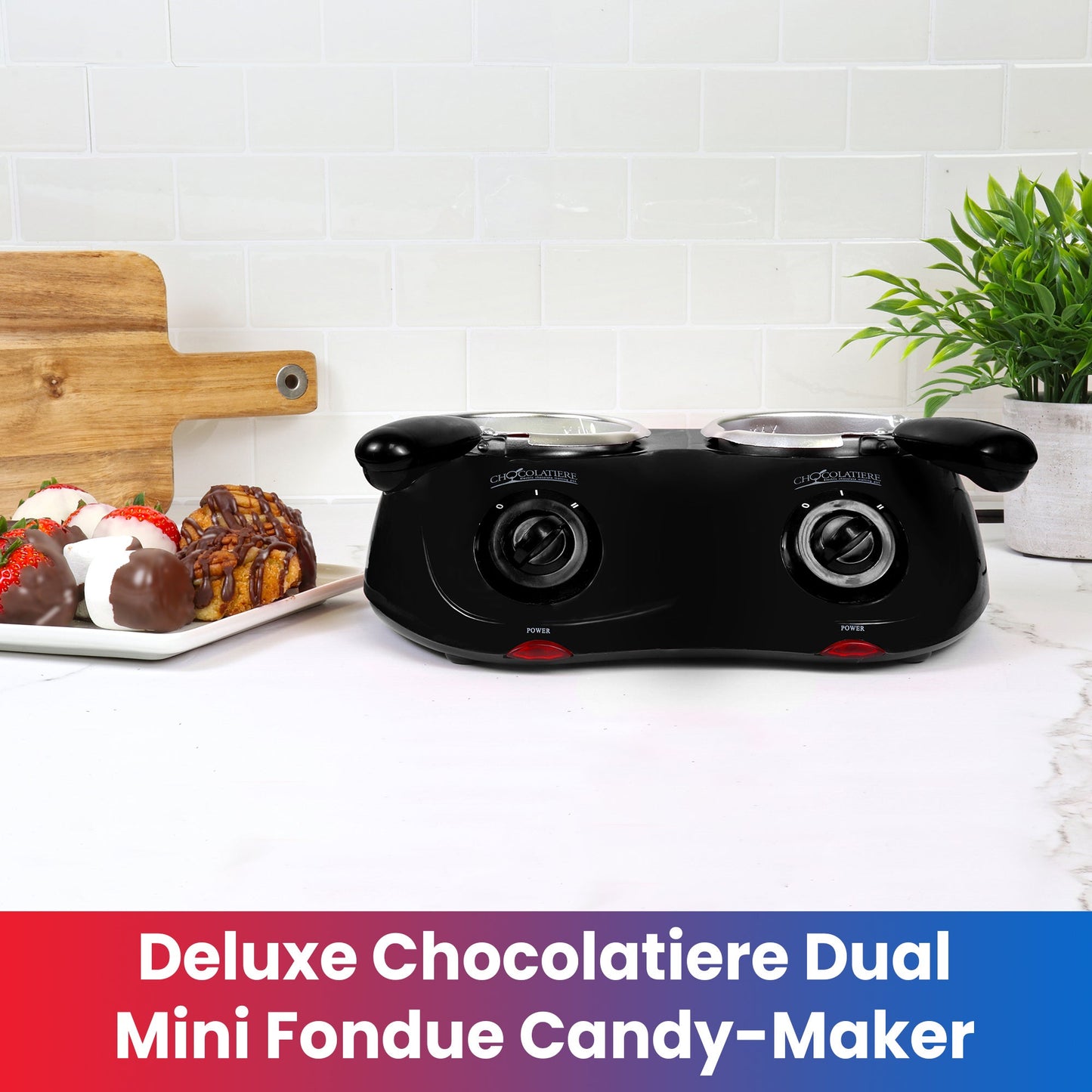 Total Chef Deluxe Chocolatiere Dual Chocolate Melter, 500g Black