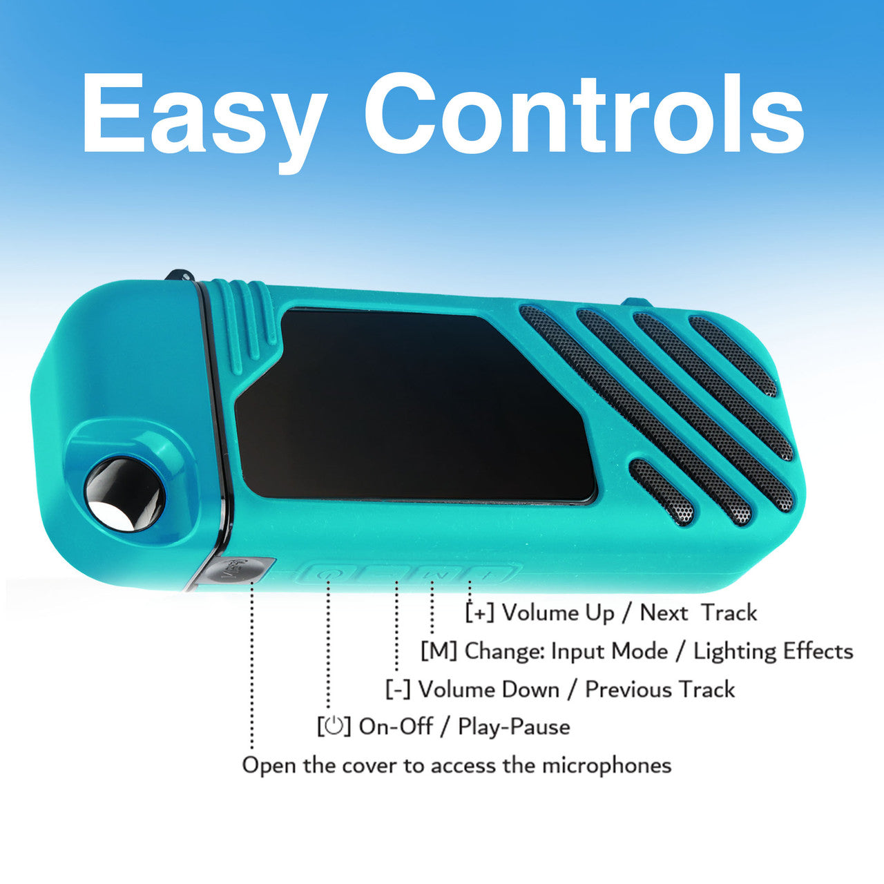 Laser LED Karaoke Speaker with 2 Wireless Microphones (Aquatic Awe)